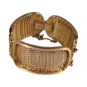 Bergère Wide Bracelet S/M Gold Plated Panel Mesh Art Deco Glam Event 50s Vintage